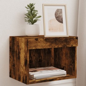 Wall bedside tables with LED lights 2 pcs smoked oak by , TV Furniture - Ref: Foro24-837122, Price: 52,97 €, Discount: %