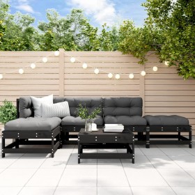 6-piece solid black pine garden furniture set by , Garden sets - Ref: Foro24-3186316, Price: 378,99 €, Discount: %