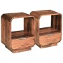 Mesitas de noche cajón 2 uds madera maciza sheesham 40x30x50 cm de vidaXL, Mesitas de noche - Ref: Foro24-243953, Precio: 257...