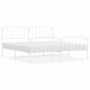 Metal bed frame with headboard and white footboard 200x200 cm by , Beds and slatted bases - Ref: Foro24-373961, Price: 119,86...