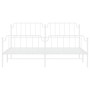 Metal bed frame with headboard and white footboard 200x200 cm by , Beds and slatted bases - Ref: Foro24-373961, Price: 119,86...