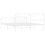 Metal bed frame with headboard and white footboard 200x200 cm by , Beds and slatted bases - Ref: Foro24-373961, Price: 119,86...