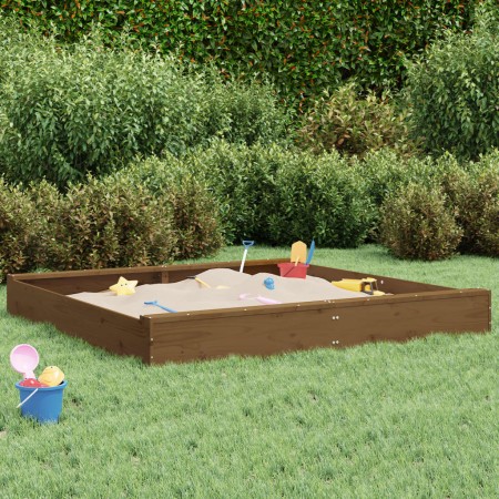 Sandpit with square solid pine wood seats in honey brown. by , sandboxes - Ref: Foro24-825040, Price: 103,99 €, Discount: %