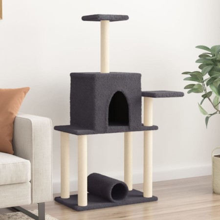 Rascador para gatos con postes de sisal gris oscuro 122 cm de , Mobiliario para gatos - Ref: Foro24-172090, Precio: 39,65 €, ...