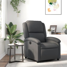 Sillón reclinable de cuero auténtico gris de , Sillones - Ref: Foro24-371792, Precio: 332,99 €, Descuento: %