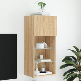 TV stand with LED lights Sonoma oak 40.5x30x90 cm by , TV Furniture - Ref: Foro24-837047, Price: 54,14 €, Discount: %