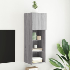 TV stand with LED lights in Sonoma gray 30.5x30x90 cm by , TV Furniture - Ref: Foro24-837011, Price: 52,31 €, Discount: %