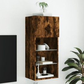 TV stand with smoked oak LED lights 40.5x30x90 cm by , TV Furniture - Ref: Foro24-837051, Price: 54,99 €, Discount: %