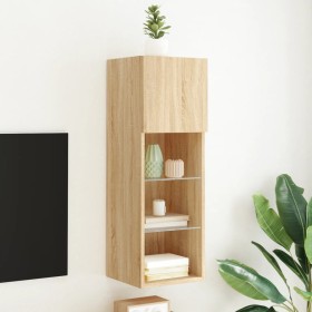 TV stand with LED lights Sonoma oak 30.5x30x90 cm by , TV Furniture - Ref: Foro24-837005, Price: 55,96 €, Discount: %