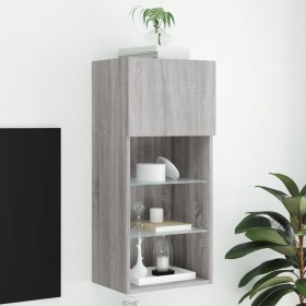 TV stand with LED lights in Sonoma gray 40.5x30x90 cm by , TV Furniture - Ref: Foro24-837053, Price: 62,68 €, Discount: %