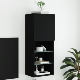 TV stand with LED lights black 40.5x30x102 cm by , TV Furniture - Ref: Foro24-837058, Price: 69,49 €, Discount: %