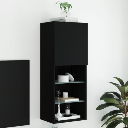 TV stand with LED lights black 40.5x30x102 cm by , TV Furniture - Ref: Foro24-837058, Price: 69,18 €, Discount: %