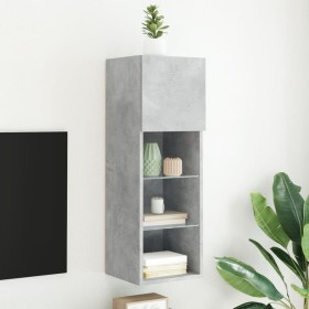 TV stand with LED lights in concrete gray, 30.5x30x90 cm by , TV Furniture - Ref: Foro24-837007, Price: 53,99 €, Discount: %