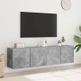 Wall-mounted TV units, 2 units, concrete gray, 80x30x41 cm by , TV Furniture - Ref: Foro24-836959, Price: 82,16 €, Discount: %