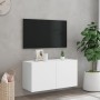 Wall-mounted TV stand in white, 80x30x41 cm by , TV Furniture - Ref: Foro24-836952, Price: 46,72 €, Discount: %