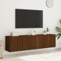 Wall-mounted TV units, 2 units, brown oak, 80x30x41 cm by , TV Furniture - Ref: Foro24-836965, Price: 91,65 €, Discount: %