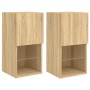 TV cabinets with LED lights 2 units Sonoma oak 30.5x30x60 cm by , TV Furniture - Ref: Foro24-836992, Price: 69,99 €, Discount: %