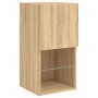 TV cabinets with LED lights 2 units Sonoma oak 30.5x30x60 cm by , TV Furniture - Ref: Foro24-836992, Price: 69,99 €, Discount: %