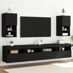 TV stands with LED lights 2 units black 30.5x30x60 cm by , TV Furniture - Ref: Foro24-836990, Price: 75,99 €, Discount: %