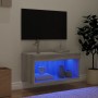 TV stand with LED lights in Sonoma gray, 60x30x30 cm. by , TV Furniture - Ref: Foro24-837137, Price: 38,74 €, Discount: %