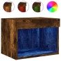 Wall-mounted bedside table with LED lights in smoked oak. by , TV Furniture - Ref: Foro24-837121, Price: 36,75 €, Discount: %