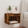 Wall-mounted bedside table with LED lights in smoked oak. by , TV Furniture - Ref: Foro24-837121, Price: 36,75 €, Discount: %