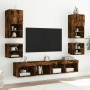 Wall-mounted bedside table with LED lights in smoked oak. by , TV Furniture - Ref: Foro24-837121, Price: 36,75 €, Discount: %