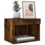 Wall-mounted bedside table with LED lights in smoked oak. by , TV Furniture - Ref: Foro24-837121, Price: 36,75 €, Discount: %