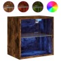 Wall-mounted bedside table with LED lights in smoked oak. by , TV Furniture - Ref: Foro24-837072, Price: 35,48 €, Discount: %