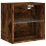 Wall-mounted bedside table with LED lights in smoked oak. by , TV Furniture - Ref: Foro24-837072, Price: 35,48 €, Discount: %