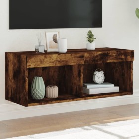 TV stand with smoked oak LED lights 80x30x30 cm by , TV Furniture - Ref: Foro24-837149, Price: 44,99 €, Discount: %