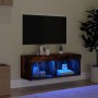 Mueble para TV con luces LED roble ahumado 80x30x30 cm de , Muebles TV - Ref: Foro24-837149, Precio: 44,99 €, Descuento: %