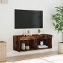 TV stand with smoked oak LED lights 80x30x30 cm by , TV Furniture - Ref: Foro24-837149, Price: 43,56 €, Discount: %