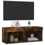 Mueble para TV con luces LED roble ahumado 80x30x30 cm de , Muebles TV - Ref: Foro24-837149, Precio: 44,99 €, Descuento: %