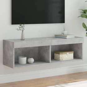 Concrete gray TV cabinet with LED lights 100x30x30 cm by , TV Furniture - Ref: Foro24-837161, Price: 47,99 €, Discount: %