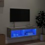 Concrete gray TV cabinet with LED lights 100x30x30 cm by , TV Furniture - Ref: Foro24-837161, Price: 47,15 €, Discount: %