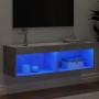 Mueble para TV con luces LED gris hormigón 100x30x30 cm de , Muebles TV - Ref: Foro24-837161, Precio: 47,15 €, Descuento: %