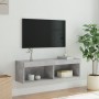 Concrete gray TV cabinet with LED lights 100x30x30 cm by , TV Furniture - Ref: Foro24-837161, Price: 47,15 €, Discount: %