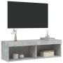 Concrete gray TV cabinet with LED lights 100x30x30 cm by , TV Furniture - Ref: Foro24-837161, Price: 47,15 €, Discount: %