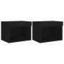 Mesitas de noche de pared con luces LED 2 unidades negro de , Muebles TV - Ref: Foro24-837116, Precio: 56,69 €, Descuento: %