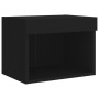 Mesitas de noche de pared con luces LED 2 unidades negro de , Muebles TV - Ref: Foro24-837116, Precio: 56,69 €, Descuento: %