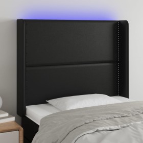 Cabecero con LED cuero sintético negro 103x16x118/128 cm de , Cabeceros y pies de cama - Ref: Foro24-3123992, Precio: 88,99 €...