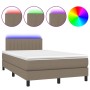 Cama box spring con colchón y LED tela gris taupe 120x200 cm de , Camas y somieres - Ref: Foro24-3133305, Precio: 388,48 €, D...