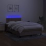 Cama box spring con colchón y LED tela gris taupe 120x200 cm de , Camas y somieres - Ref: Foro24-3133305, Precio: 388,48 €, D...