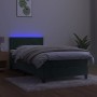 Box spring bed with mattress and LED dark green velvet 90x190 cm by , Beds and slatted bases - Ref: Foro24-3134498, Price: 31...