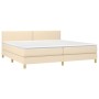 Cama box spring con colchón tela color crema 200x200 cm de , Camas y somieres - Ref: Foro24-3140566, Precio: 601,22 €, Descue...