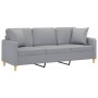 3-seater sofa with light gray fabric cushions 180 cm by , Sofas - Ref: Foro24-3200917, Price: 322,34 €, Discount: %