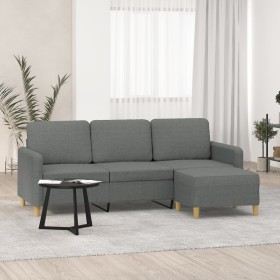 3-Sitzer-Sofa mit Hocker aus dunkelgrauem Stoff, 180 cm von , Sofas - Ref: Foro24-3201193, Preis: 341,39 €, Rabatt: %