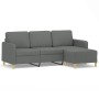 3-Sitzer-Sofa mit Hocker aus dunkelgrauem Stoff, 180 cm von , Sofas - Ref: Foro24-3201193, Preis: 342,76 €, Rabatt: %