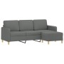 3-Sitzer-Sofa mit Hocker aus dunkelgrauem Stoff, 180 cm von , Sofas - Ref: Foro24-3201193, Preis: 342,76 €, Rabatt: %